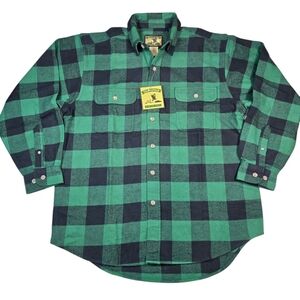 NWT Field & Stream Mens Lumberjack Plaid Heavy Flannel Shirt Hunter/Black Size L